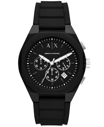 Мужские часы Rafael с хронографом, черные силиконовые, 44 мм Armani