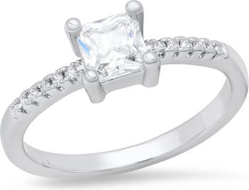 Обручальное кольцо-пасьянс из стерлингового серебра с имитацией бриллианта HMY Jewelry