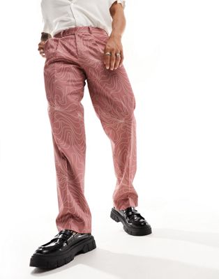 Красные костюмные брюки с контурным принтом Viggo Viggo