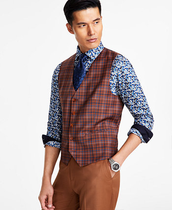 Men's Classic-Fit Plaid Suit Vest Tayion Collection