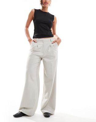 COLLUSION relaxed wide leg tailored pants in stone Collusion