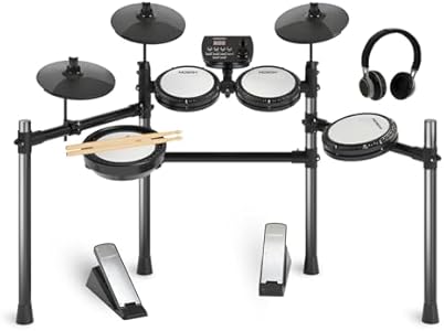 MOSEN Electric Drum Set with 4 Quiet Mesh Drum Pads, Cymbals, Sticks, Headphones, USB MIDI, Kick Pedal, 195+ Sounds and 25 Drum Kits for Beginner MED-X3 MOSEN MUSIC