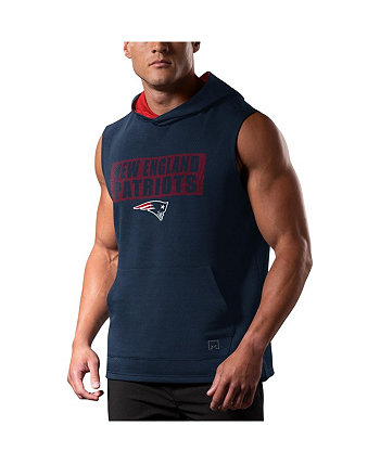 Мужской пуловер без рукавов New England Patriots Marathon темно-синего цвета с капюшоном MSX by Michael Strahan