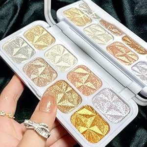 evpct Pearl White Silver Face Highlighter Makeup, White Shimmer Glitter Diamond Sparkly Highlighters Makeup Eyeshadow Palette Powder for Face Body Cheek Skin, inner corner Eye Highlighter Makeup 01 Evpct