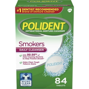 Polident Smokers Denture Cleanser Tablets - 84 Count, for Adults Polident