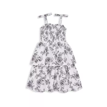 Маленькая девочка и усилитель; Многоярусное платье с цветочным принтом для девочек RACHEL PARCELL