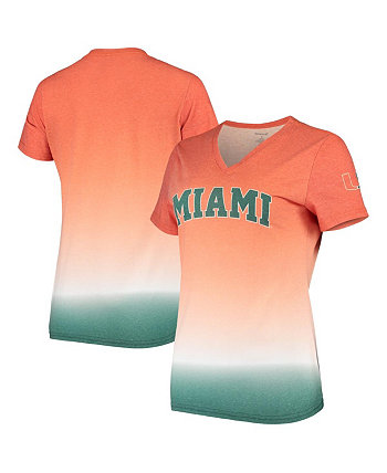 Женская оранжевая футболка с V-образным вырезом с эффектом «омбре» Майами Майами Харрикейнз Boxercraft