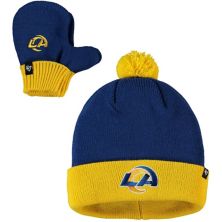 Toddler '47 Royal/Gold Los Angeles Rams Bam Bam Cuffed Knit Hat with Pom and Mittens Set Unbranded