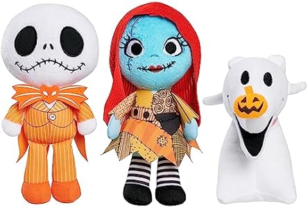 Disney Tim Burton's The Nightmare Before Christmas Halloween Small Plushie 3-piece Set, Officially Licensed Kids Toys for Ages 3 Up by Just Play Just Play