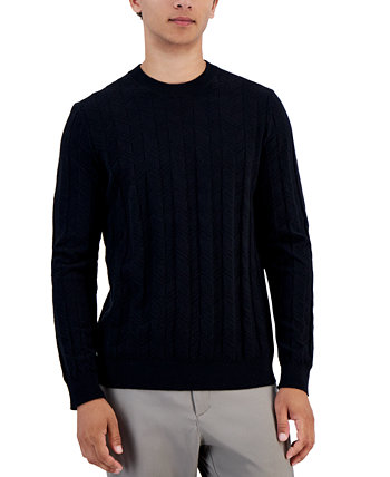 Мужской свитер с круглым вырезом и длинными рукавами с фактурным шевроном, созданный для Macy's Alfani