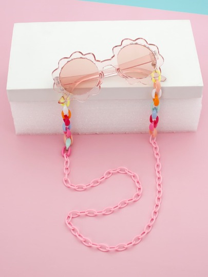 для девочек Солнцезащитные очки в оправе цветка & Цепочка для очков SHEIN