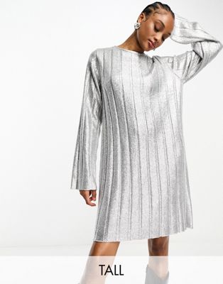 Эксклюзивное серебристое платье мини с металлизированной завязкой на спине 4th & Reckless Tall 4TH & RECKLESS