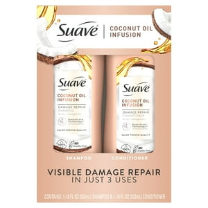 Suave Professionals Coconut Oil Infusion Shampoo & Conditioner, Repairing for Damaged Hair, 18 fl oz, 2 Pack Suave