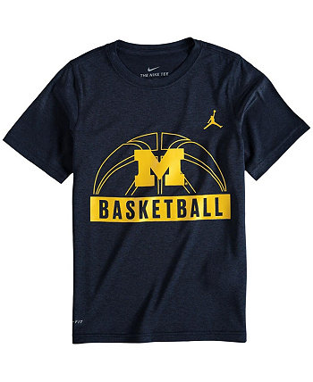 Темно-синяя футболка Big Boys Michigan Wolverines Basketball и логотип Performance Jordan