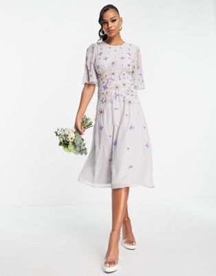 Сиреневое мини-платье Frock and Frill Bridesmaid с цветочной отделкой Frock and Frill