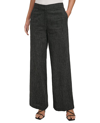 Женские широкие брюки в тонкую полоску во всю длину DKNY