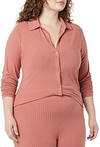 Amazon Essentials Women's Wide Rib Long Sleeve Button-up Collared Cardigan (Previously Daily Ritual) Amazon Essentials