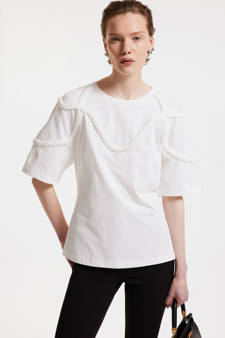T-shirt with Braided Trim H&M