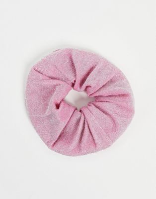 Reclaimed Vintage Inspired swim scrunchie in pink glitter Reclaimed Vintage