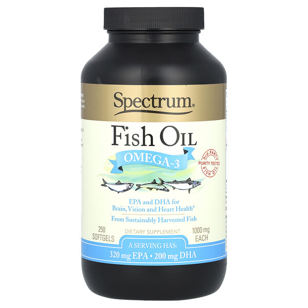 Рыбий жир, Омега-3, 1000 мг, 250 мягких таблеток (500 мг на мягкую таблетку) Spectrum