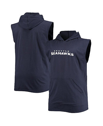 Men's College Navy Seattle Seahawks Big and Tall Muscle Sleeveless Pullover Hoodie Fanatics
