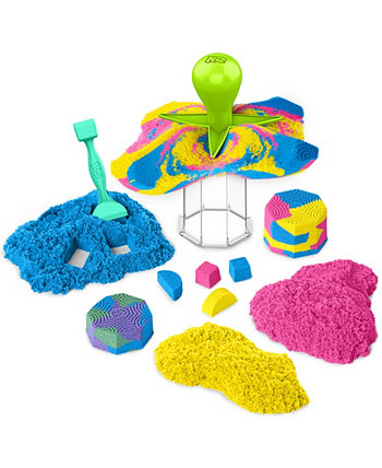 Squish N Create with Blue, Yellow, and Pink Play Sand, 5 Tools Kinetic