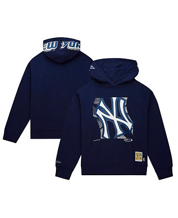 Женский темно-синий пуловер с капюшоном Mitchell and Ness New York Yankees Cooperstown Collection Big Face 7.0 Mitchell & Ness