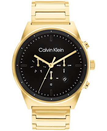 Мужские золотые часы-браслет из нержавеющей стали 44 мм Calvin Klein