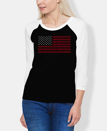Женская футболка реглан Word Art с флагом США LA Pop Art