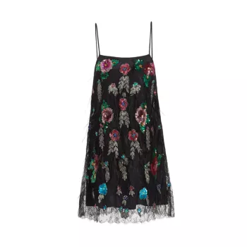 Кружевное мини-платье Bethany с цветочным принтом и пайетками Sea