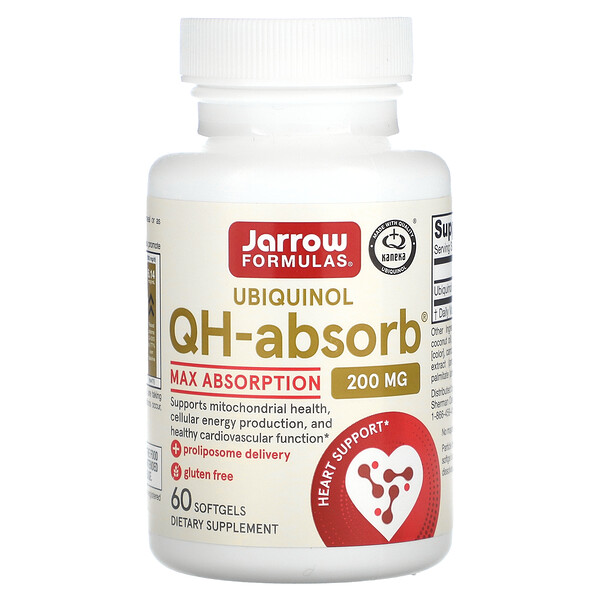 Убихинол, QH-Absorb, 200 мг, 60 мягких таблеток Jarrow Formulas