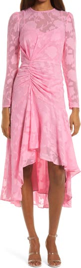 Жаккардовое платье с цветочным рисунком и длинными рукавами, высокое / низкое платье Ever New