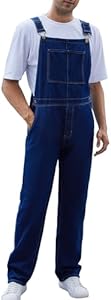 American Flag Overalls Pants Adjustable Straps Mens Red White and Blue Jean Coveralls 4th of July Romper Yuanbang