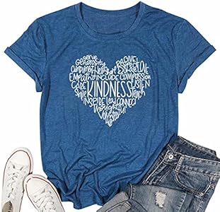 MOUSYA Womens Kindness Graphic T-Shirt: Cute Be Kind Graphic Tees Inspirational Letter Shirt Teacher Casual Tops MOUSYA