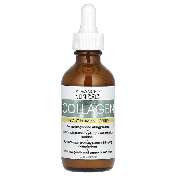 Collagen, Сыворотка для мгновенного увеличения объема, 1,75 ж. унц. (52 мл) Advanced Clinicals