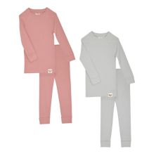 Плотно прилегающие пижамные комплекты Sleep On It из 100 % органического хлопка в рубчик из 4 и 6 предметов для девочек - для младенцев Sleep On It