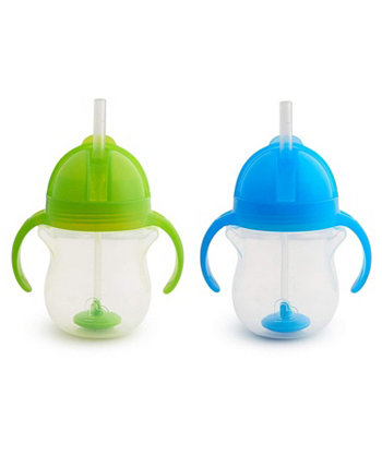 Click Lock Weighted Straw Cup, 7 Ounce, Blue/Green, Pack of 2 Munchkin