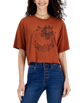 Укороченная футболка свободного кроя с изображением бабочки Celestial для юниоров Self Esteem