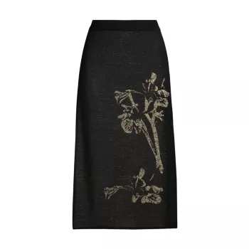 Жаккардовая трикотажная юбка миди с цветочным принтом Misook