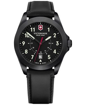 Мужские часы Swiss Heritage с черным кожаным ремешком 40 мм Victorinox Swiss Army