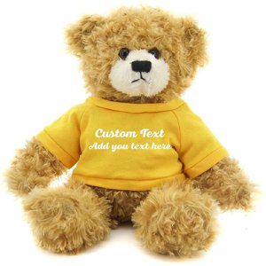 Made By Alien’s Realistic Stuffed Animals Soft Plush Toy- 12 Inch Personalized Gift for Birthday, Valentine’s day (Beige Teddy Bear Yellow Shirt) Plushland