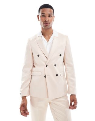 Twisted Tailor double breasted suit jacket in champagne Twisted Tailor
