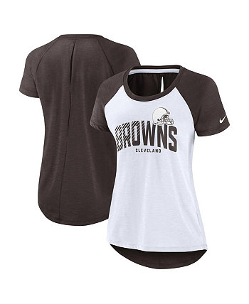 Women's White, Brown Cleveland Browns Back Slit Lightweight Fashion T-shirt Nike