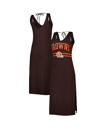 Женское коричневое платье макси с v-образным вырезом для тренинга Cleveland Browns G-III