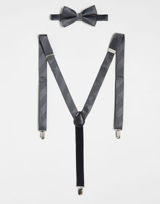 Угольный комплект галстука-бабочки и подтяжек ASOS DESIGN ASOS DESIGN
