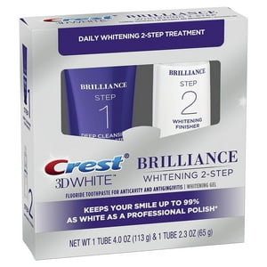 Crest 3D White Brilliance 2 Step Kit, Deep Clean Toothpaste (4oz) + Teeth Whitening Gel (2.3oz) KK23 KK23 Crest