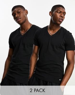Мужская Синтетическая Футболка Nike Dri-FIT Essential Cotton Stretch 2 штуки в черном цвете Nike