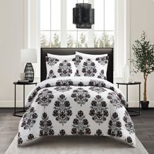 Chic Home Yazmin Gray Floral Pattern Duvet Set Chic Home