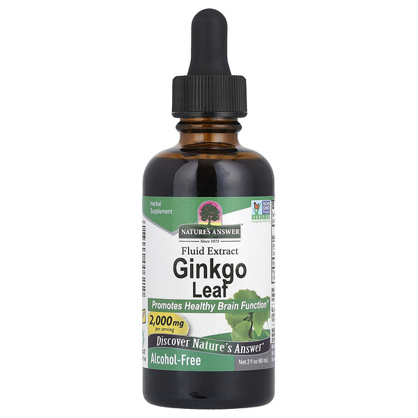 Гинкго Билоба, Безалкогольный экстракт - 2000 мг - 60 мл - Nature's Answer Nature's Answer