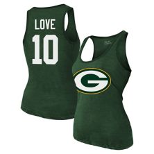 Women's Majestic Threads Jordan Love Green Green Bay Packers Name & Number Tri-Blend Tank Top Majestic Threads